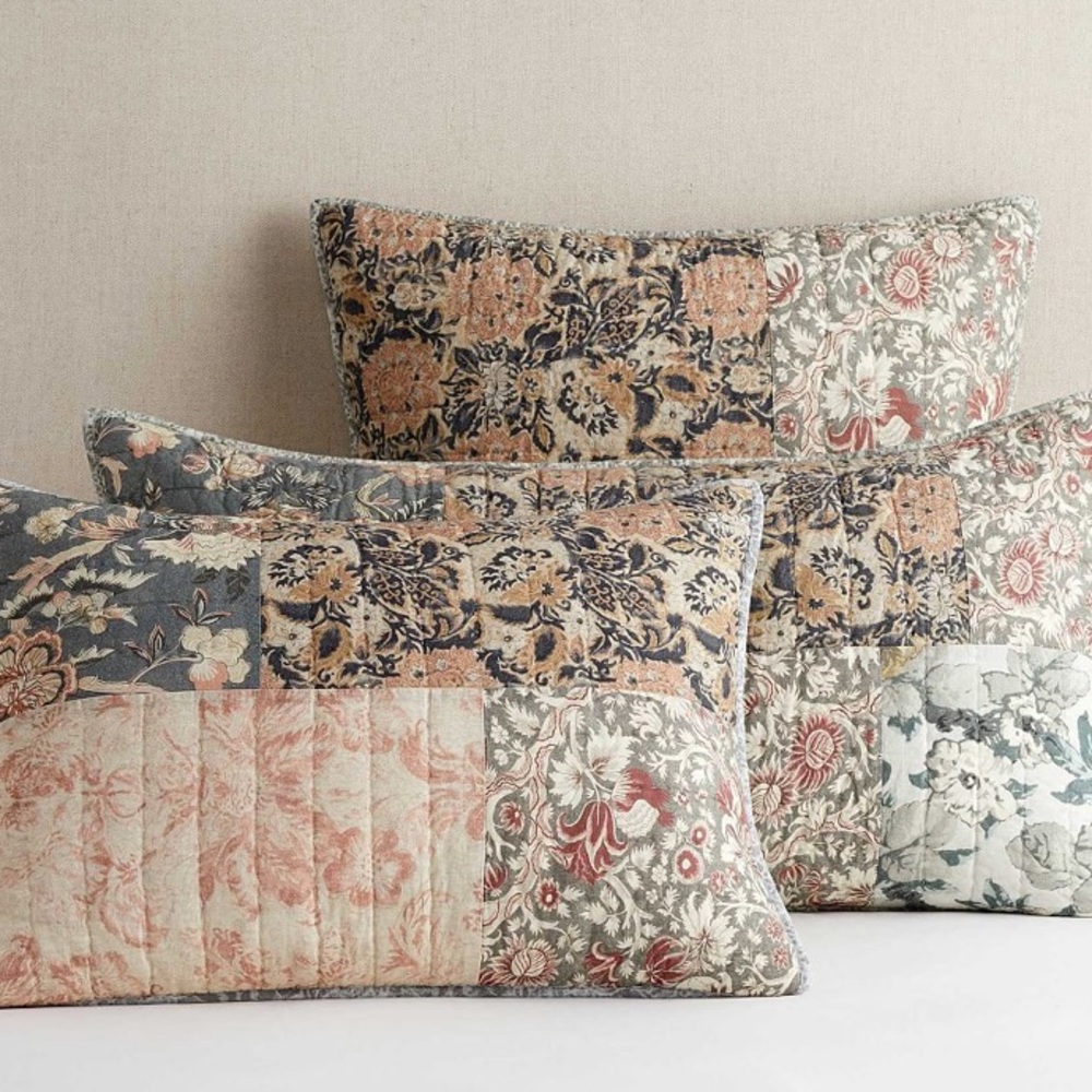POTTERY BARN ROSALYN PATCHWORK QUILTED SHAM - KING